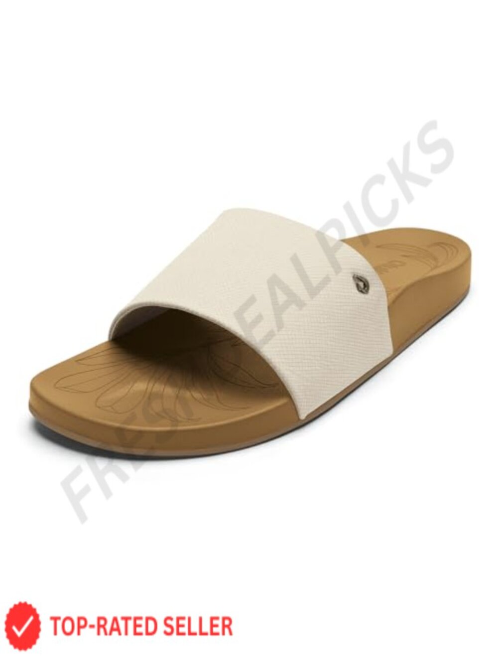 Women's Leather Slide Sandal, Full-Grain Leather, Contoured Comfort Footbed, - Picture 1 of 6